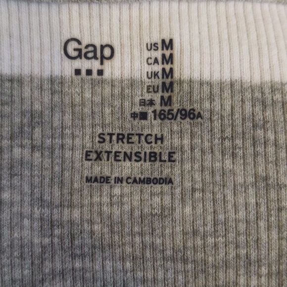 5/$55 - GAP ribbed stretch tank top, grey & white wide stripes, size M - Picture 3 of 7